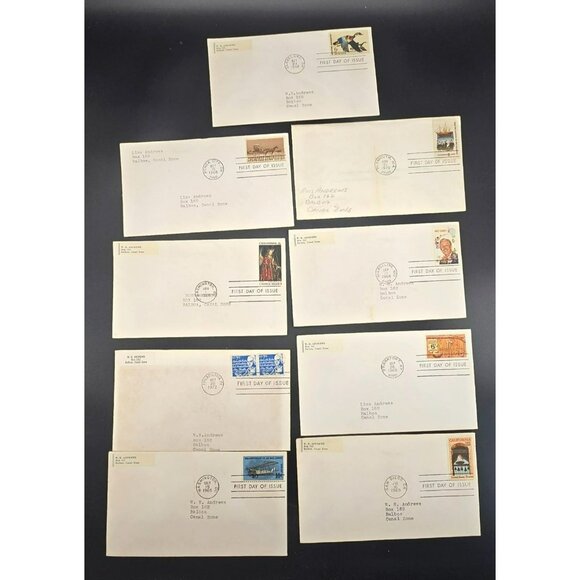 First Day Of Issue Stamp Envelopes Lot Of 9 Collectible Covers 1960-1970 LI3024 - Picture 1 of 7